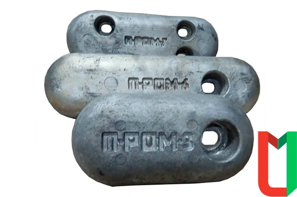 Протектор магниевый П-РОМ-0,8 МП1 ГОСТ 26251-84 (СТ СЭВ 4046-83) для подводной части стальных и алюминиевых корпусов судов
