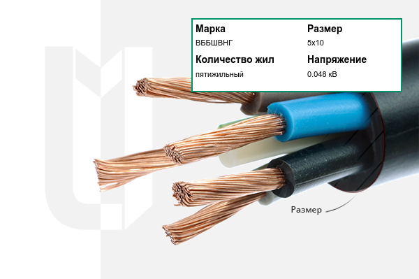 Силовой кабель ВББШВНГ 5х10 мм