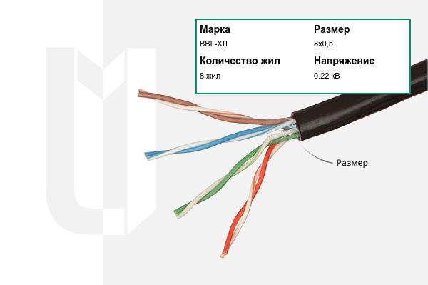 Силовой кабель ВВГ-ХЛ 8х0,5 мм